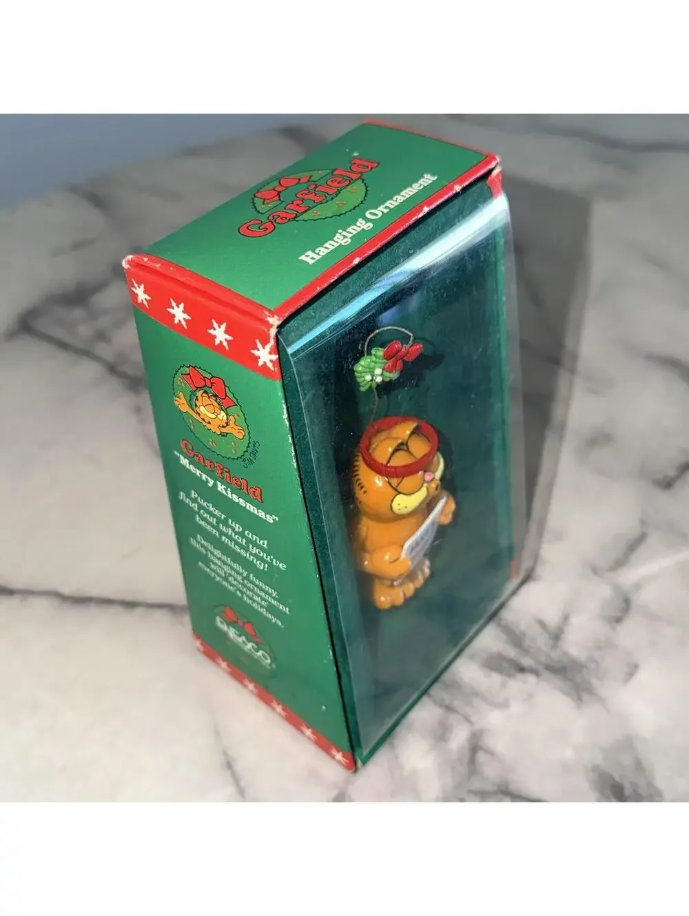 Garfield Enesco Merry Kissmas Christmas Ornament 555215 Mistletoe Vintage Boxed